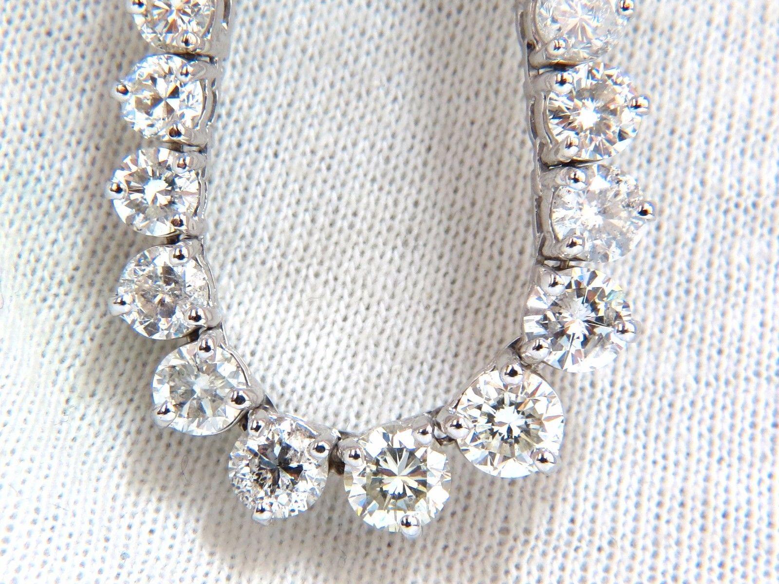 20.00ct natural round brilliant diamonds tennis necklace 14kt classic Riviera In New Condition In New York, NY