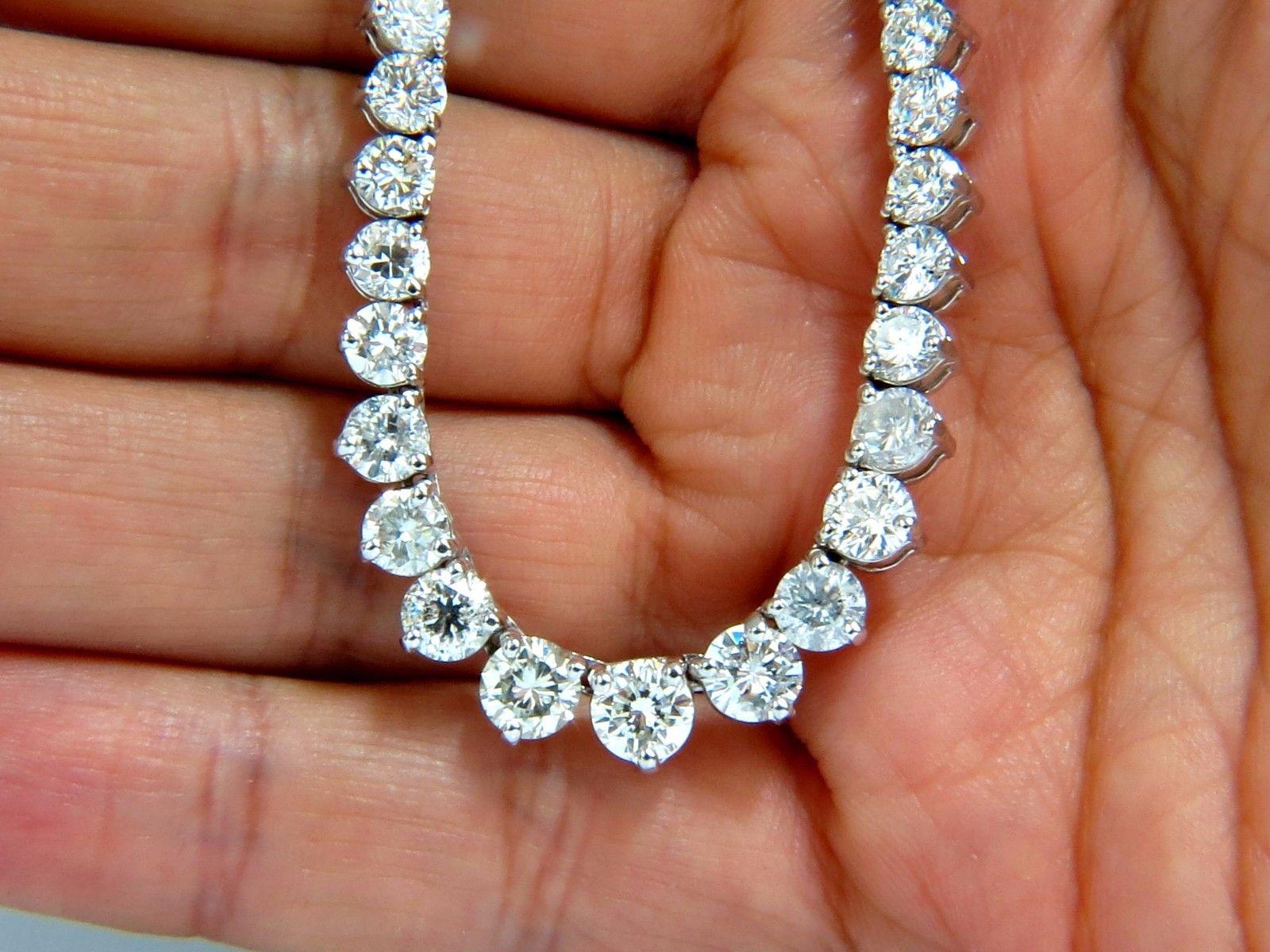 20.00ct natural round brilliant diamonds tennis necklace 14kt classic Riviera 2