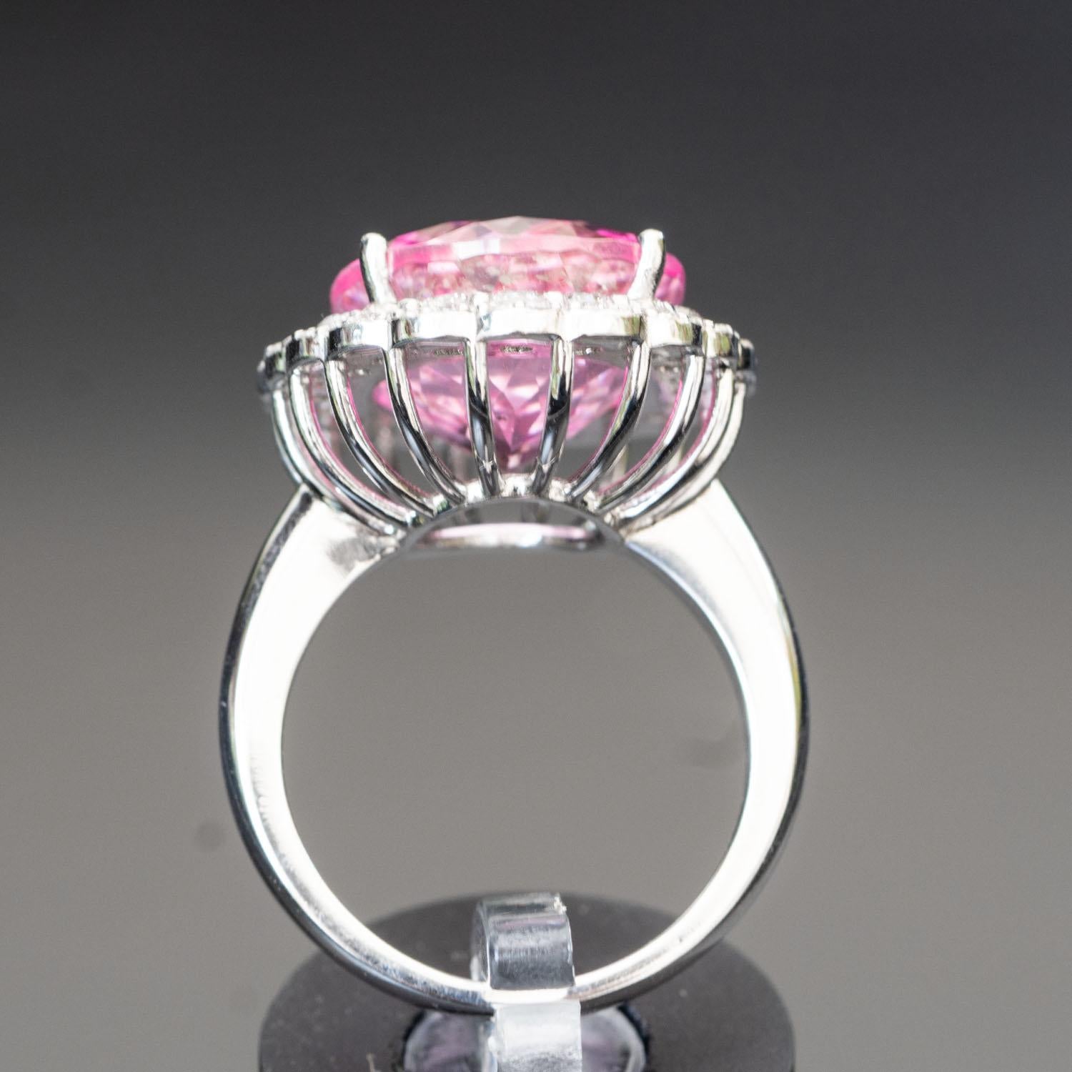 20.00ct Oval Rosa Topas Cocktail Ring 1,20ct natürliche Diamanten, Statement-Ring im Zustand „Neu“ im Angebot in Ramat Gan, IL