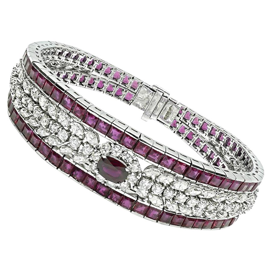 20.00ct Rubis 5.43ct Diamant Bracelet en or