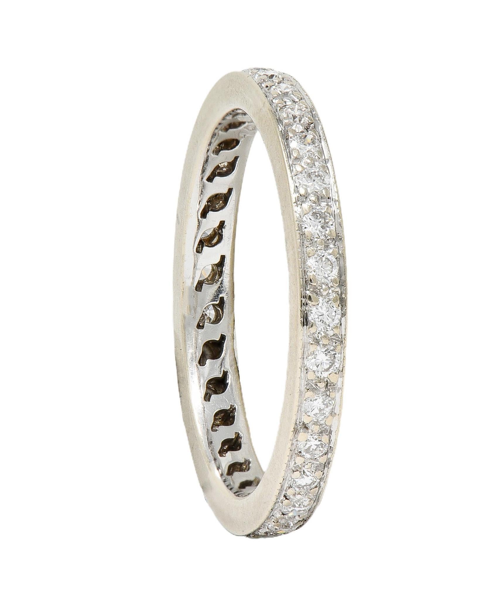 2000's 0.45 CTW Diamond 14 Karat White Gold Eternity Wedding Band Ring For Sale 5