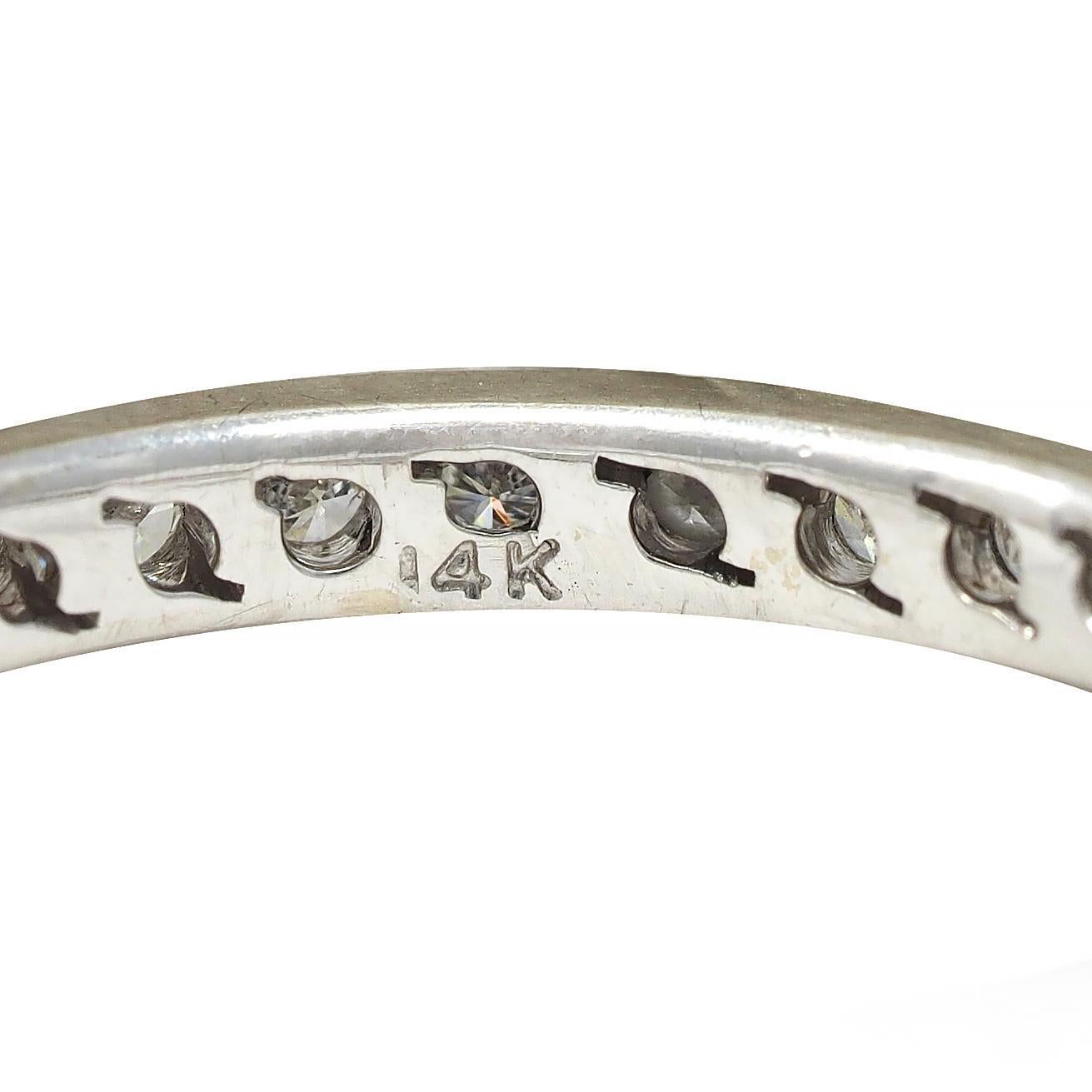 2000 Diamante 0.45 CTW Anillo de Boda de Eternidad de Oro Blanco de 14 Kilates en venta 6