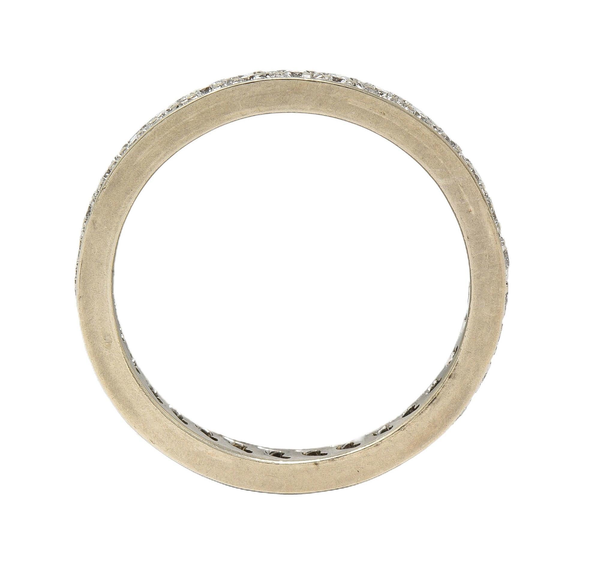 Women's or Men's 2000's 0.45 CTW Diamond 14 Karat White Gold Eternity Wedding Band Ring For Sale