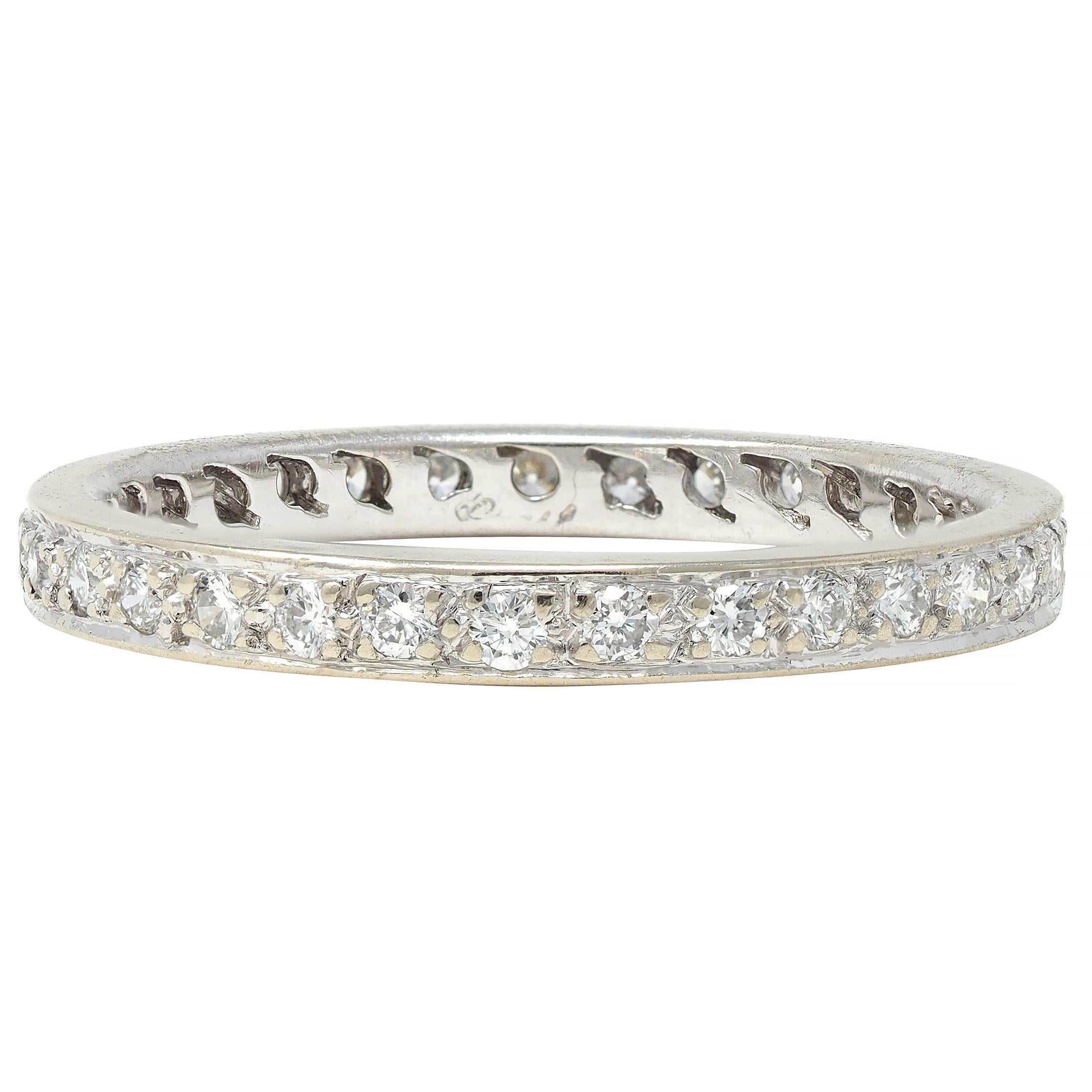 2000 Diamante 0.45 CTW Anillo de Boda de Eternidad de Oro Blanco de 14 Kilates en venta 1