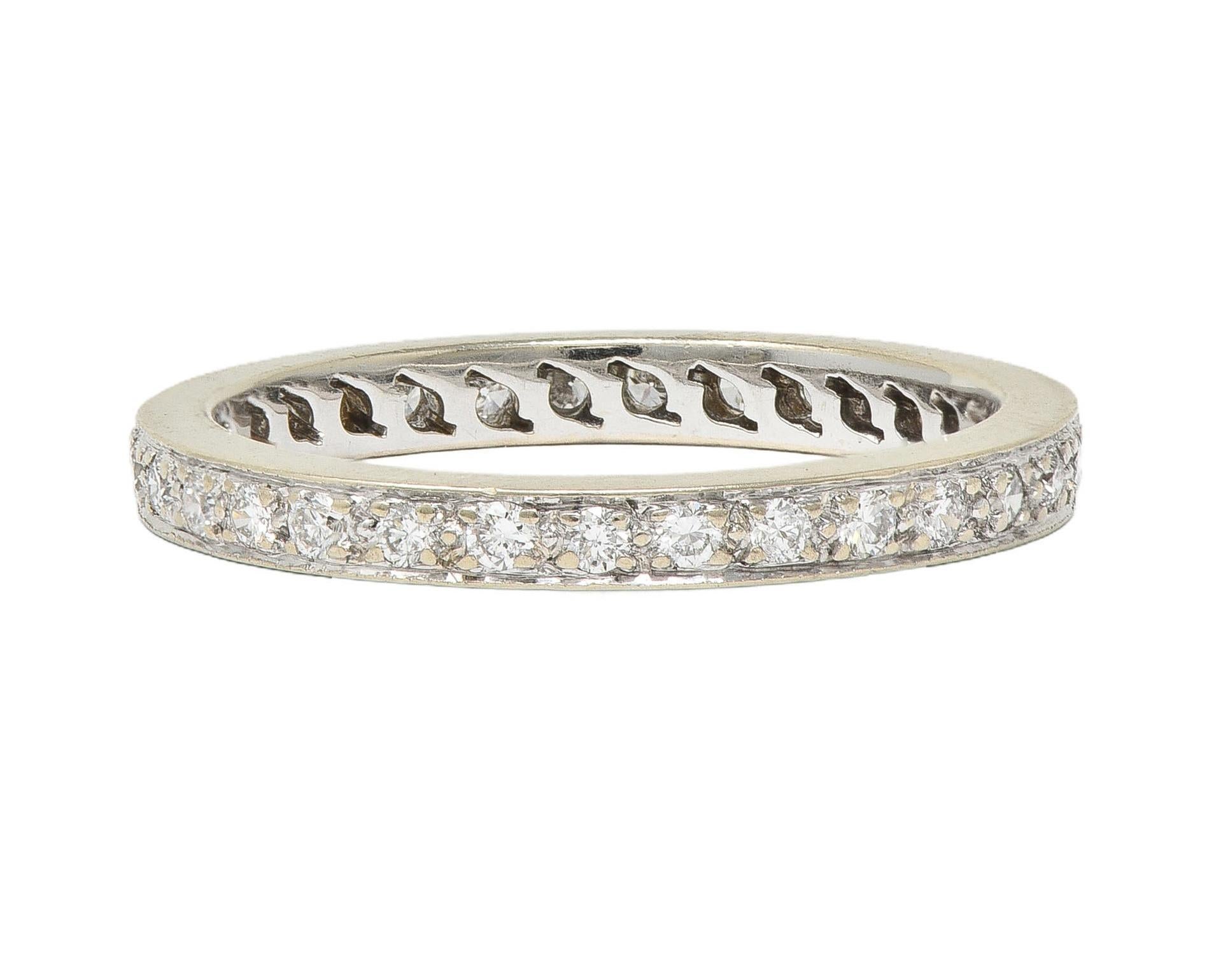 2000's 0.45 CTW Diamond 14 Karat White Gold Eternity Wedding Band Ring For Sale 1
