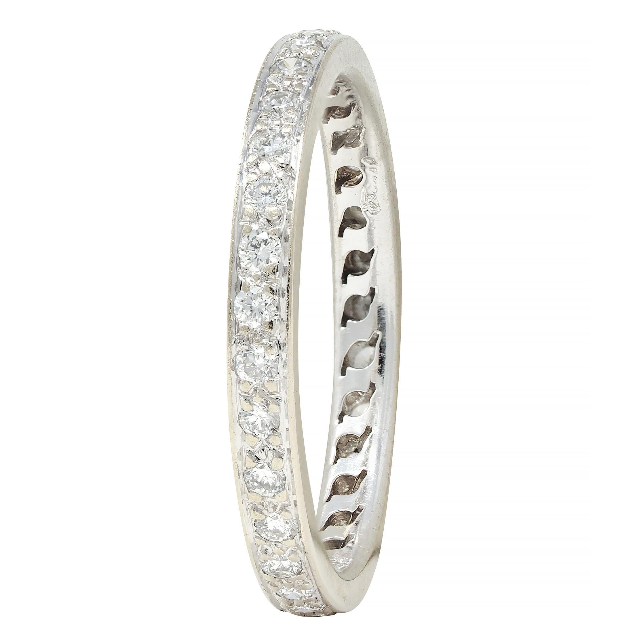 2000 Diamante 0.45 CTW Anillo de Boda de Eternidad de Oro Blanco de 14 Kilates en venta 2