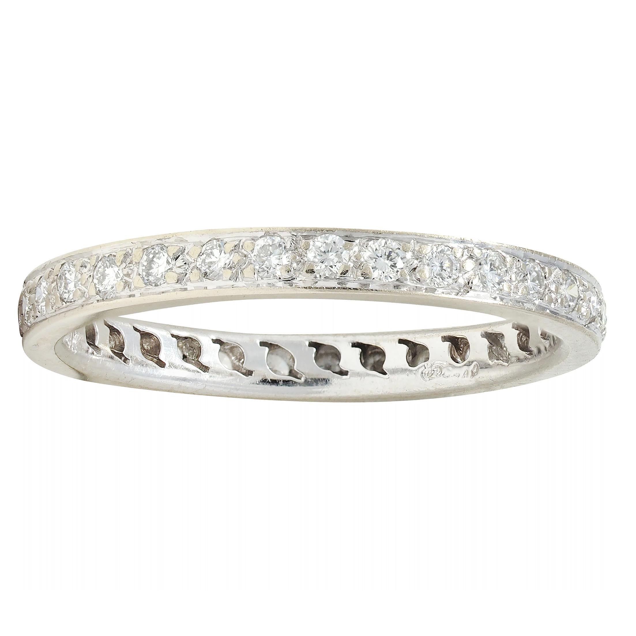2000 Diamante 0.45 CTW Anillo de Boda de Eternidad de Oro Blanco de 14 Kilates en venta 3