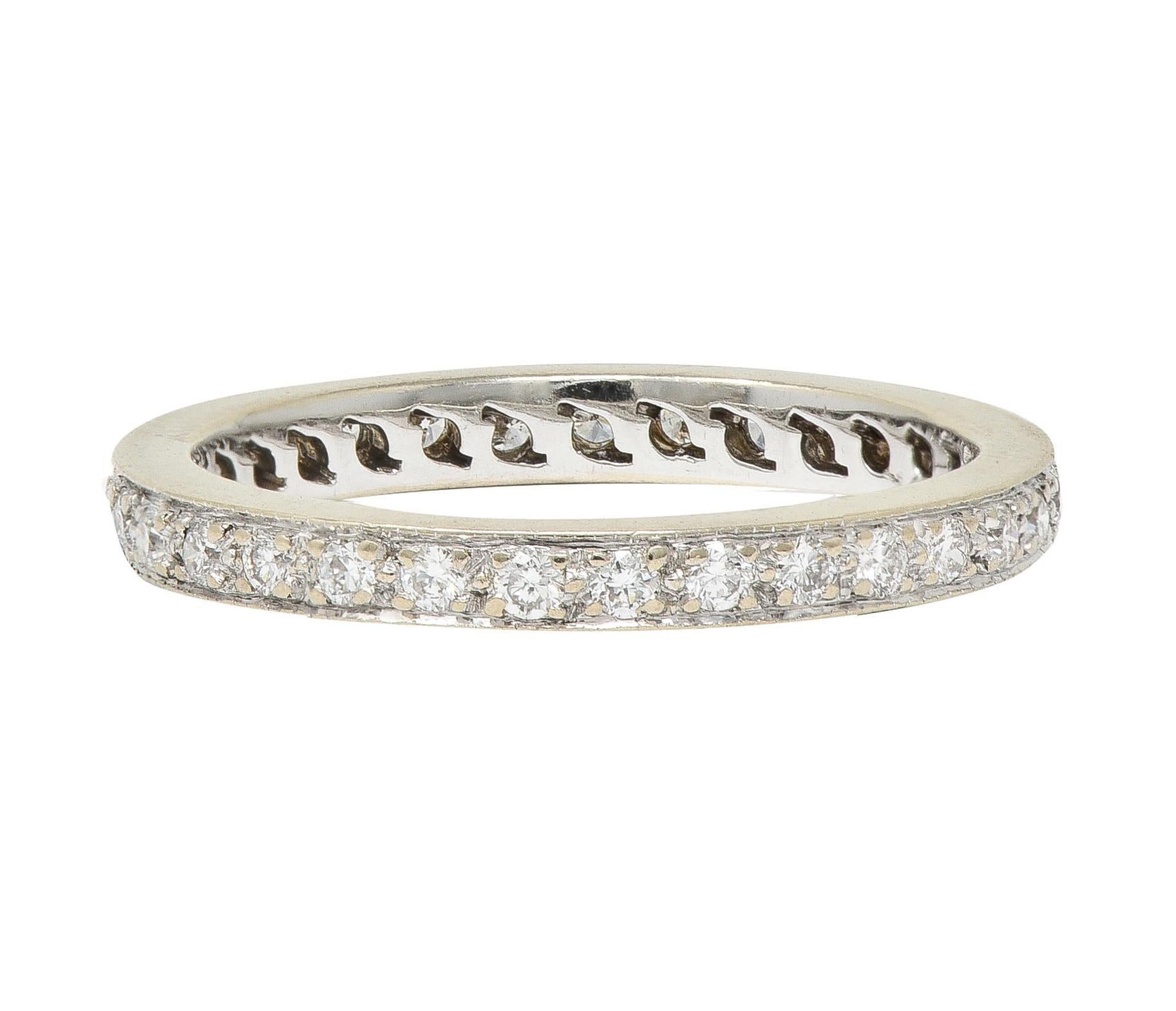 2000's 0.45 CTW Diamond 14 Karat White Gold Eternity Wedding Band Ring For Sale 4