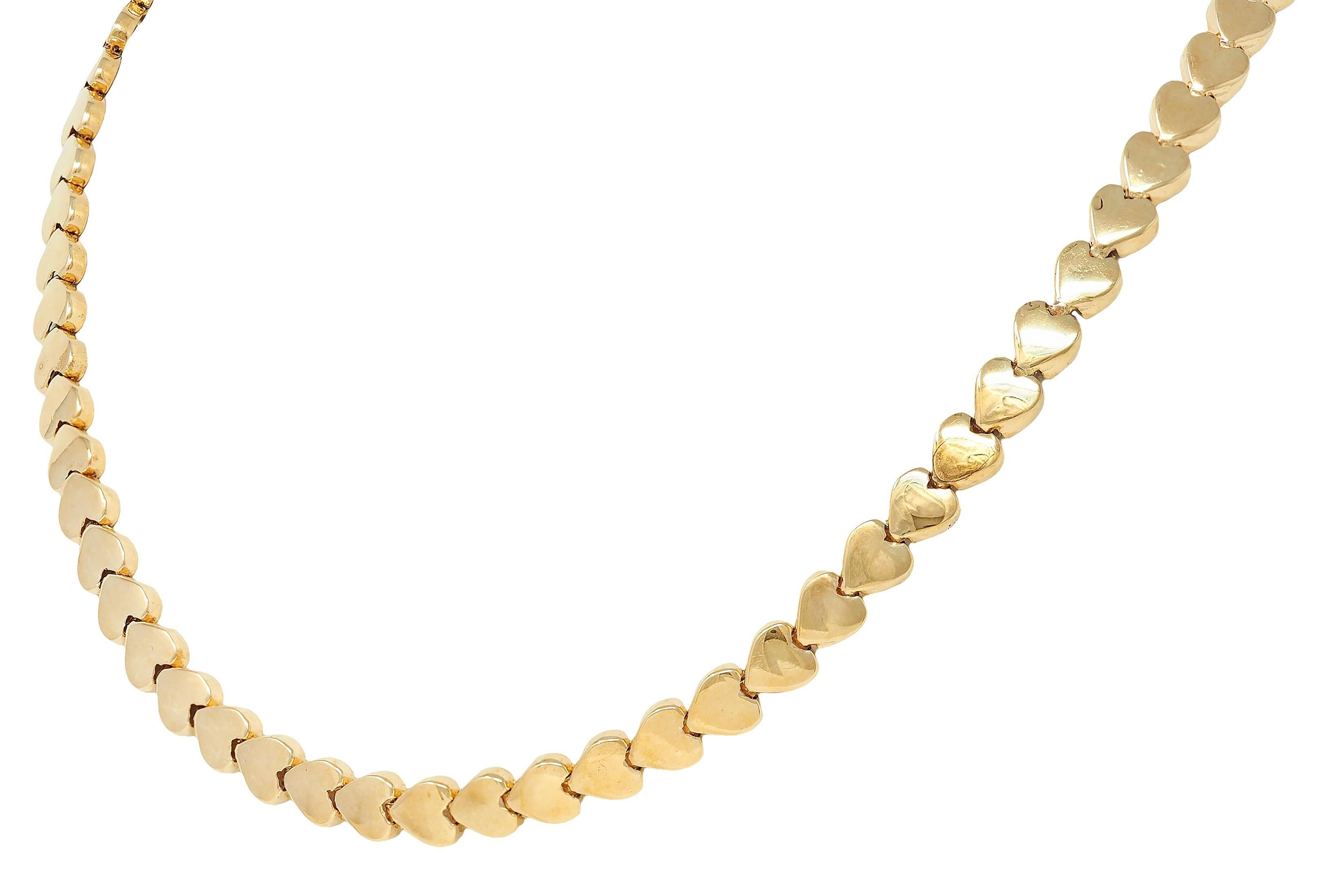 da uomo o donna Collana a catena a cuore in oro giallo 14 carati del 2000 in vendita