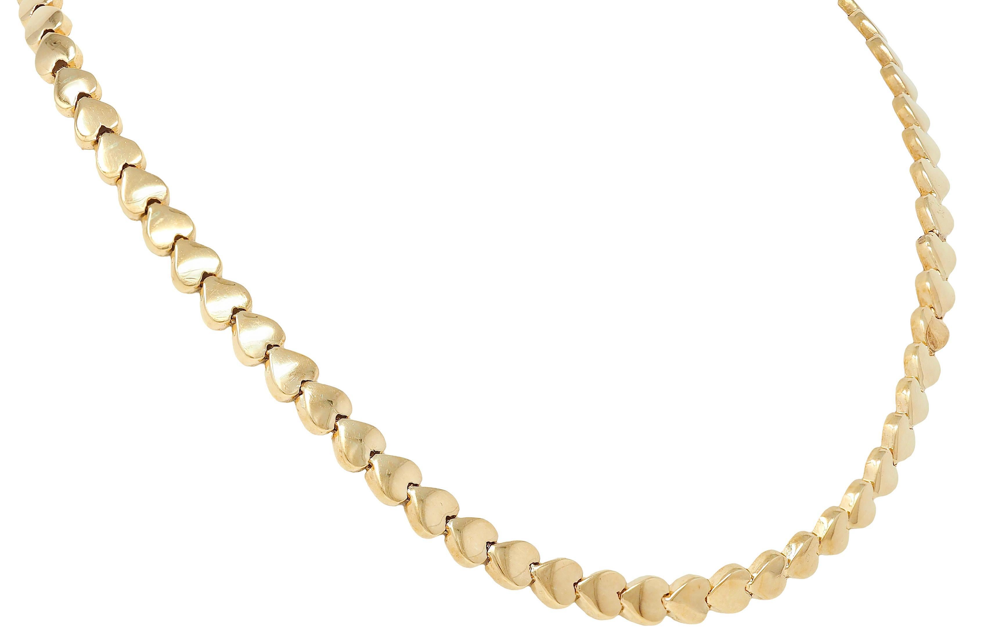 Collana a catena a cuore in oro giallo 14 carati del 2000 in vendita 1