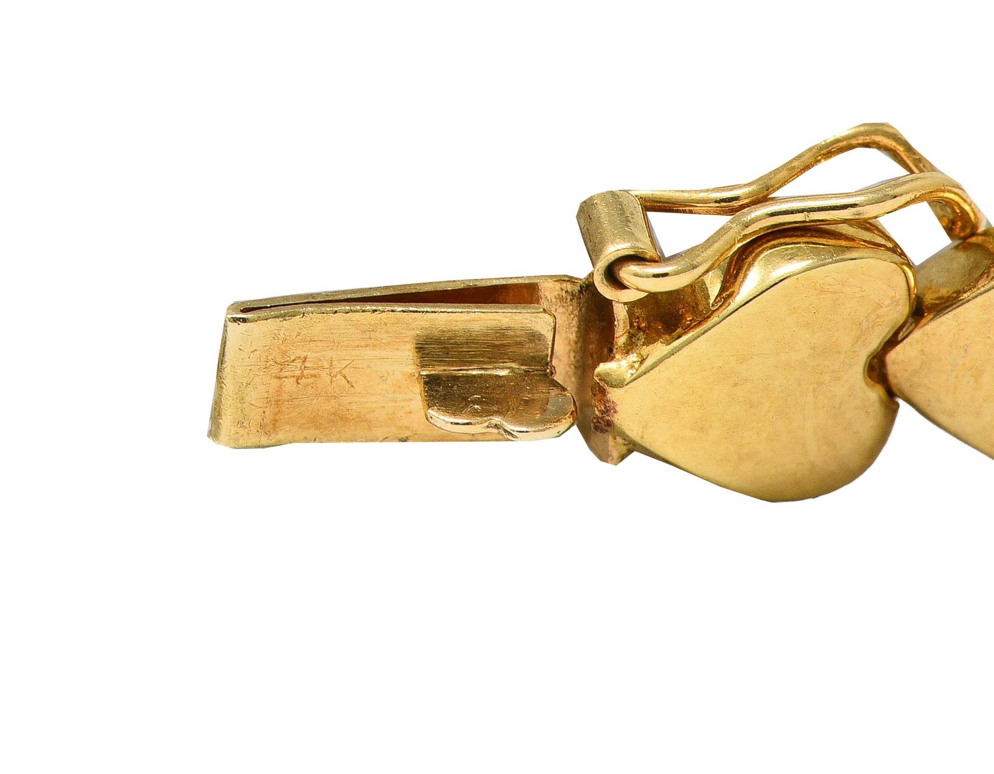 Collana a catena a cuore in oro giallo 14 carati del 2000 in vendita 2
