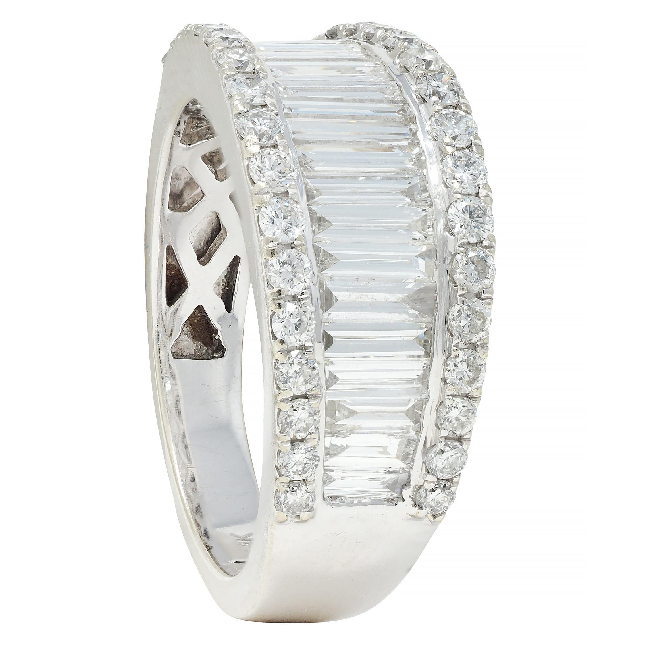 2000's 1.59 CTW Baguette Cut Diamond 14 Karat White Gold Channel Band Ring 7