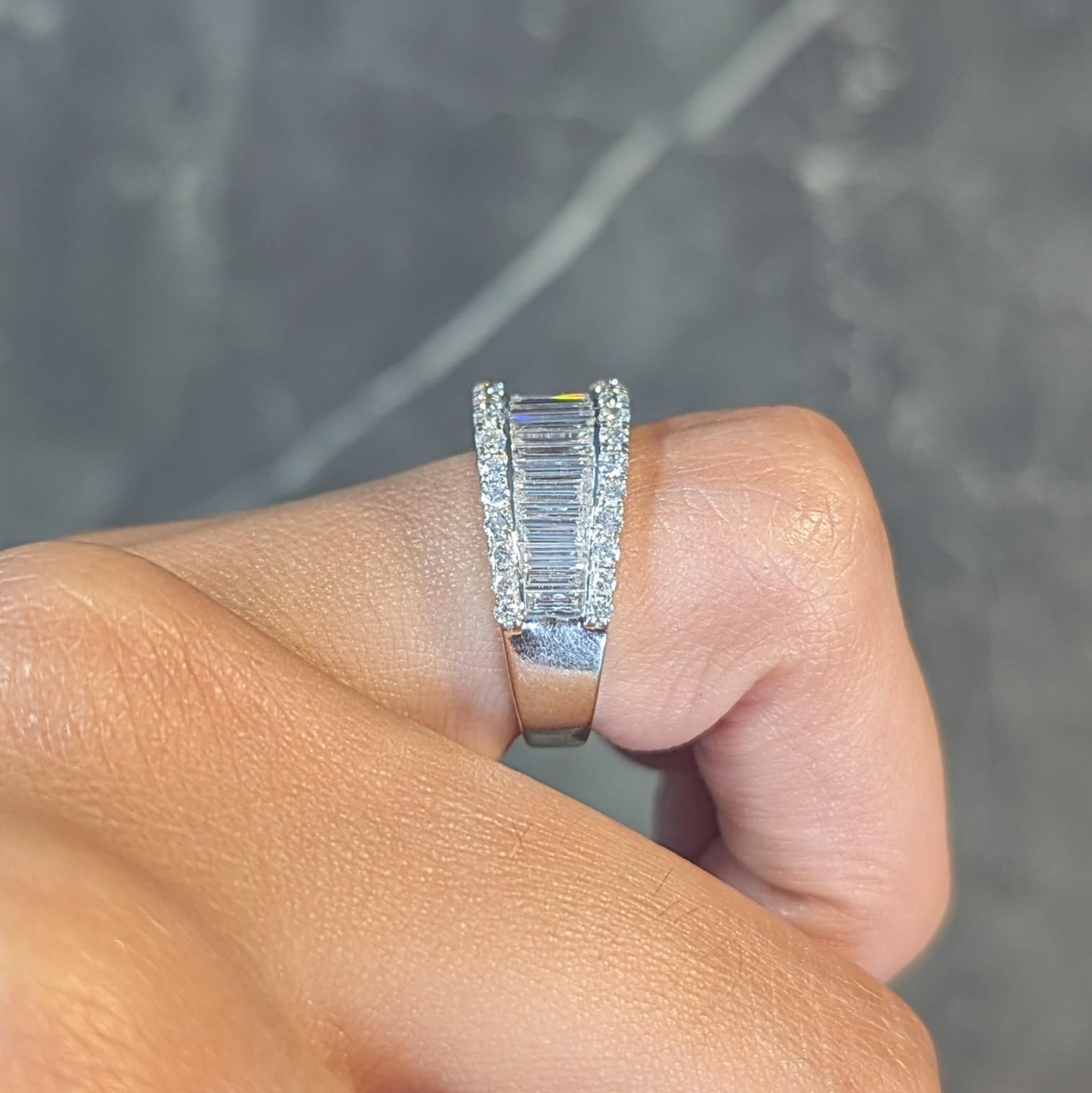 2000's 1.59 CTW Baguette Cut Diamond 14 Karat White Gold Channel Band Ring 10