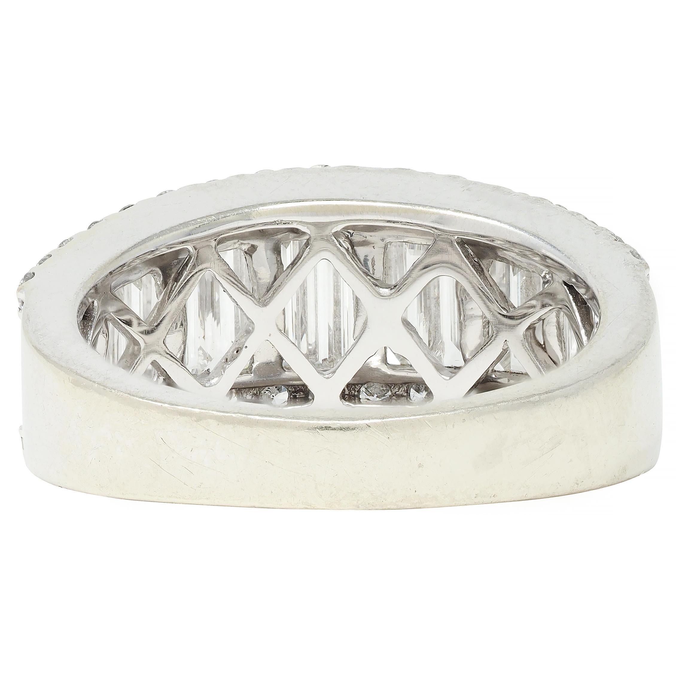 2000's 1.59 CTW Baguette Cut Diamond 14 Karat White Gold Channel Band Ring 1
