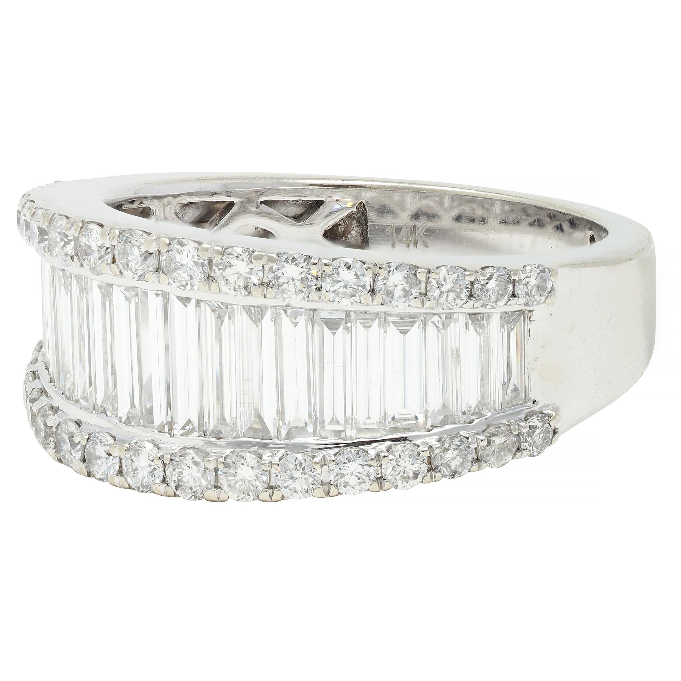 2000's 1.59 CTW Baguette Cut Diamond 14 Karat White Gold Channel Band Ring 3