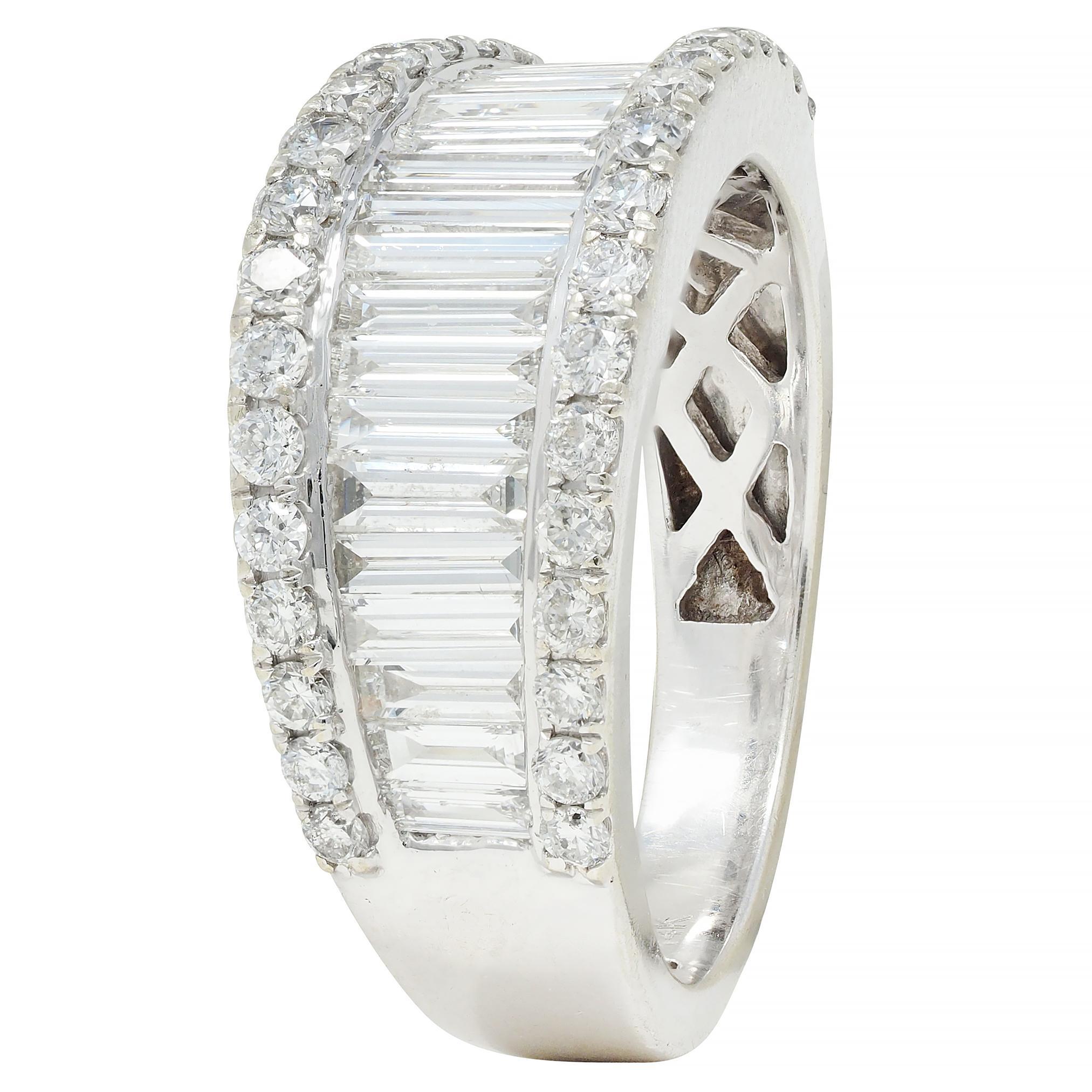 2000's 1.59 CTW Baguette Cut Diamond 14 Karat White Gold Channel Band Ring 4
