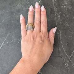 2000's 18 Karat Two-Tone Yellow White Gold Vintage Wire Dome Ring