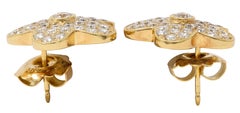 Moderne Blumen-Ohrringe aus 18-karätigem Gelbgold mit Diamanten (1,90 CTW) aus den 2000er Jahren