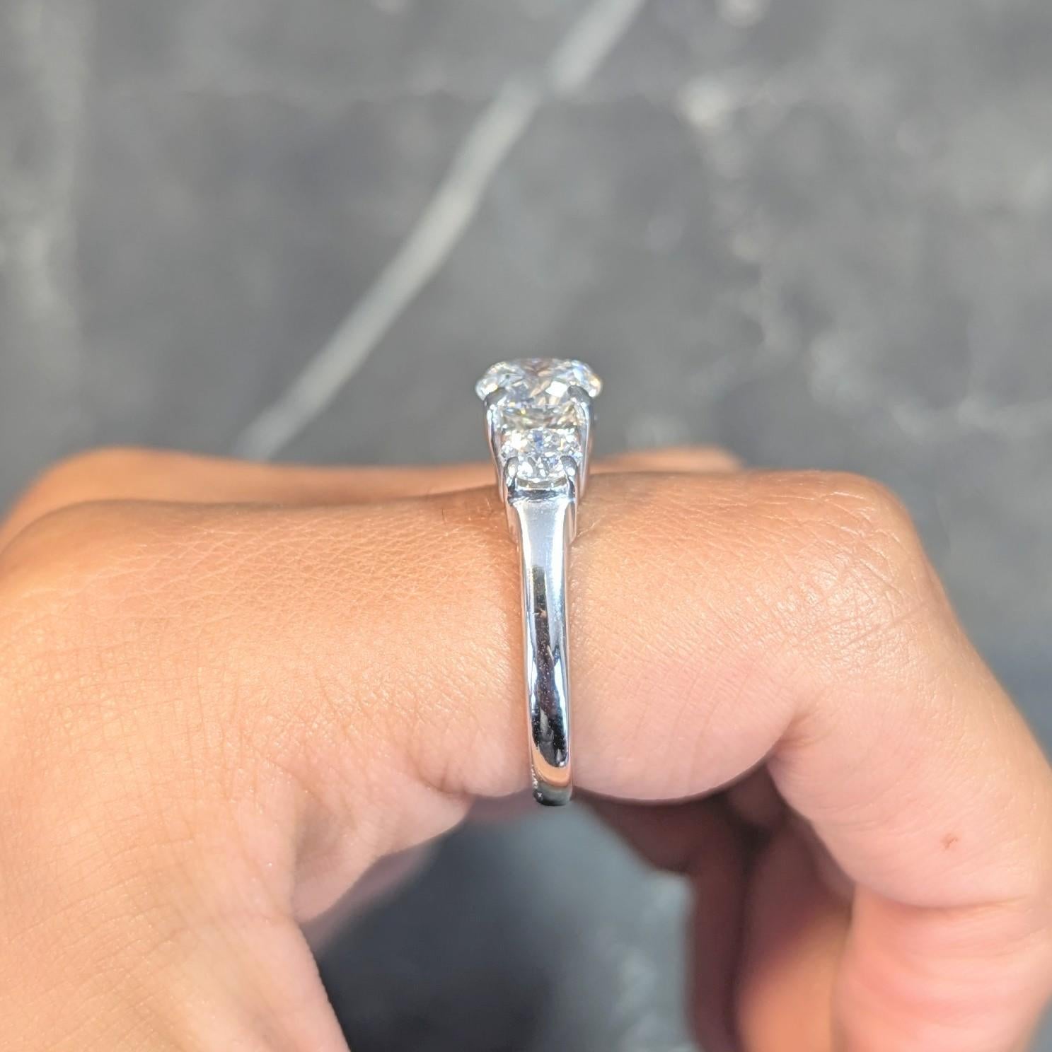 2000's 2.30 CTW Diamond 14 Karat White Gold Three Stone Engagement Ring GIA For Sale 9