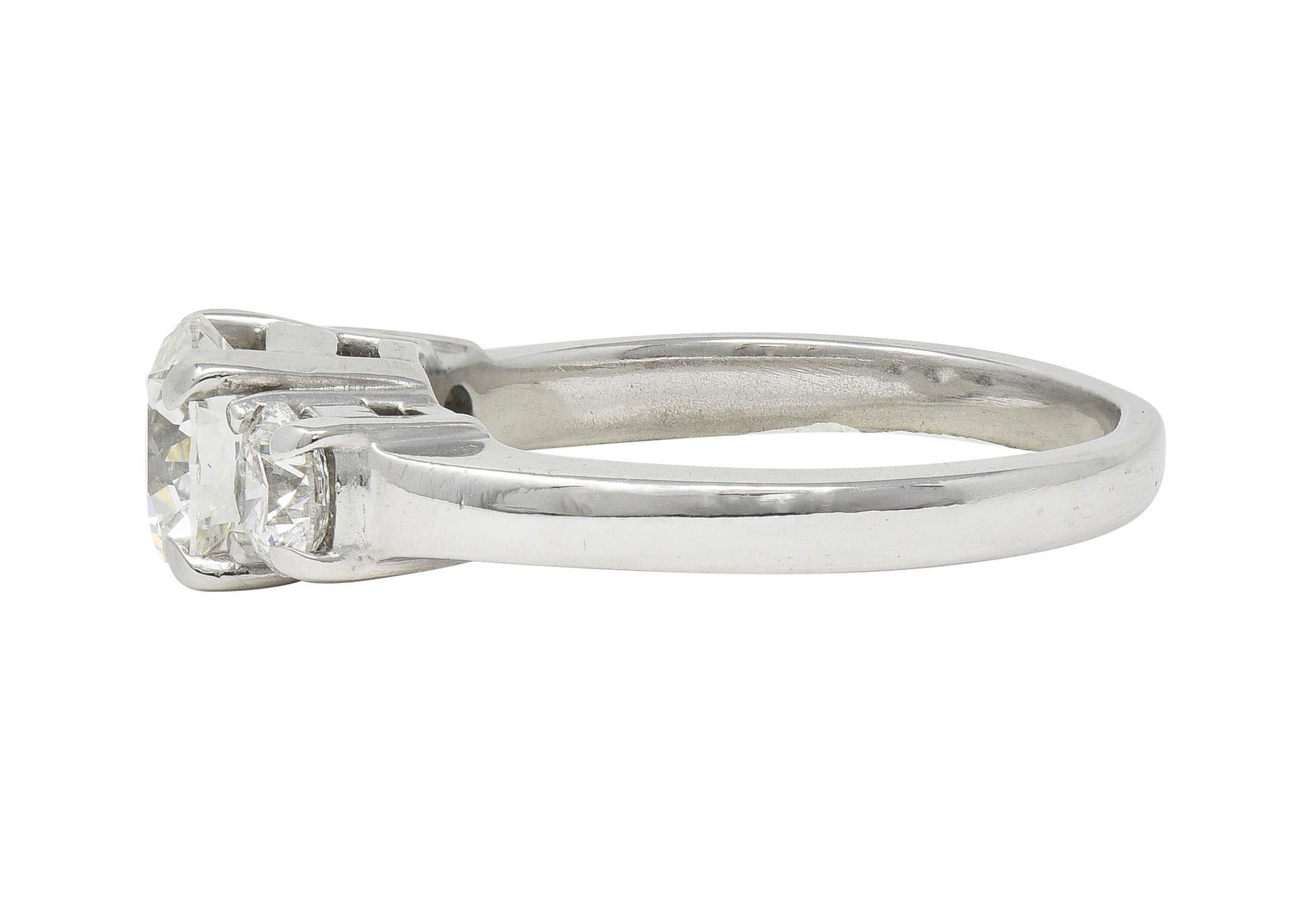 2000's 2.30 CTW Diamond 14 Karat White Gold Three Stone Engagement Ring GIA For Sale 1