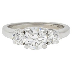 2000's 2.30 CTW Diamond 14 Karat White Gold Three Stone Engagement Ring GIA