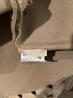 2000s Alaia Size 36 / 4 Khaki Beige Taupe Cut Out Vintage Y2K Mini Skater Skirt