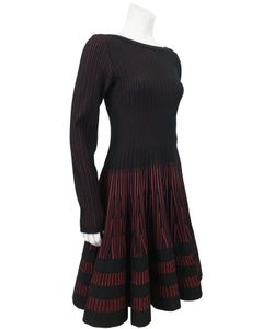 2000's Alaia Skater Fit and Flare Black and Red Dress