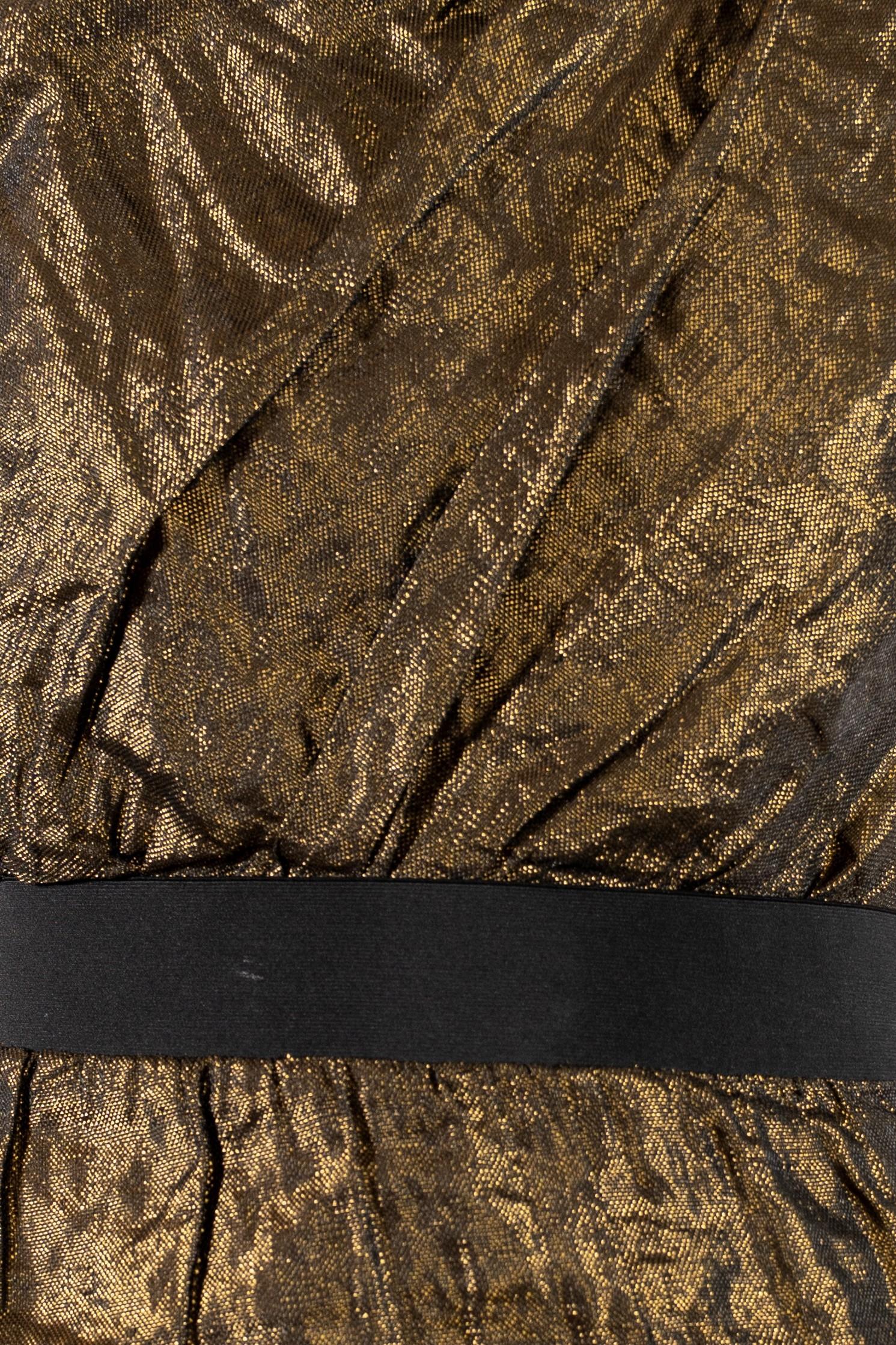 2000S Alber Elbaz Lanvin Metallic Gold & Black Silk Blend Deconstructed Detaile For Sale 4