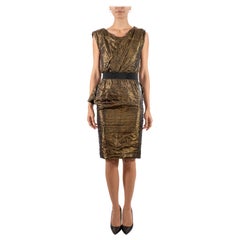 2000S Alber Elbaz Lanvin oro metallizzato e nero in misto seta, detaile destrutturato