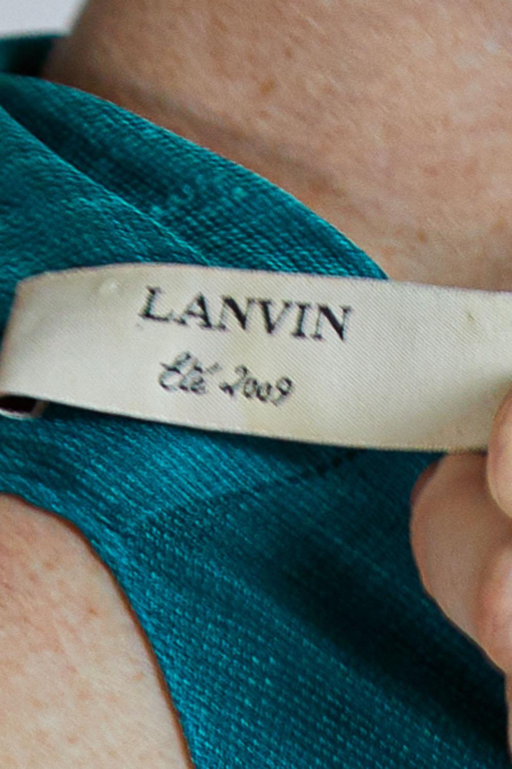 2000S ALBER ELBAZ LANVIN Teal Silk Blend Dress With Pockets For Sale 6