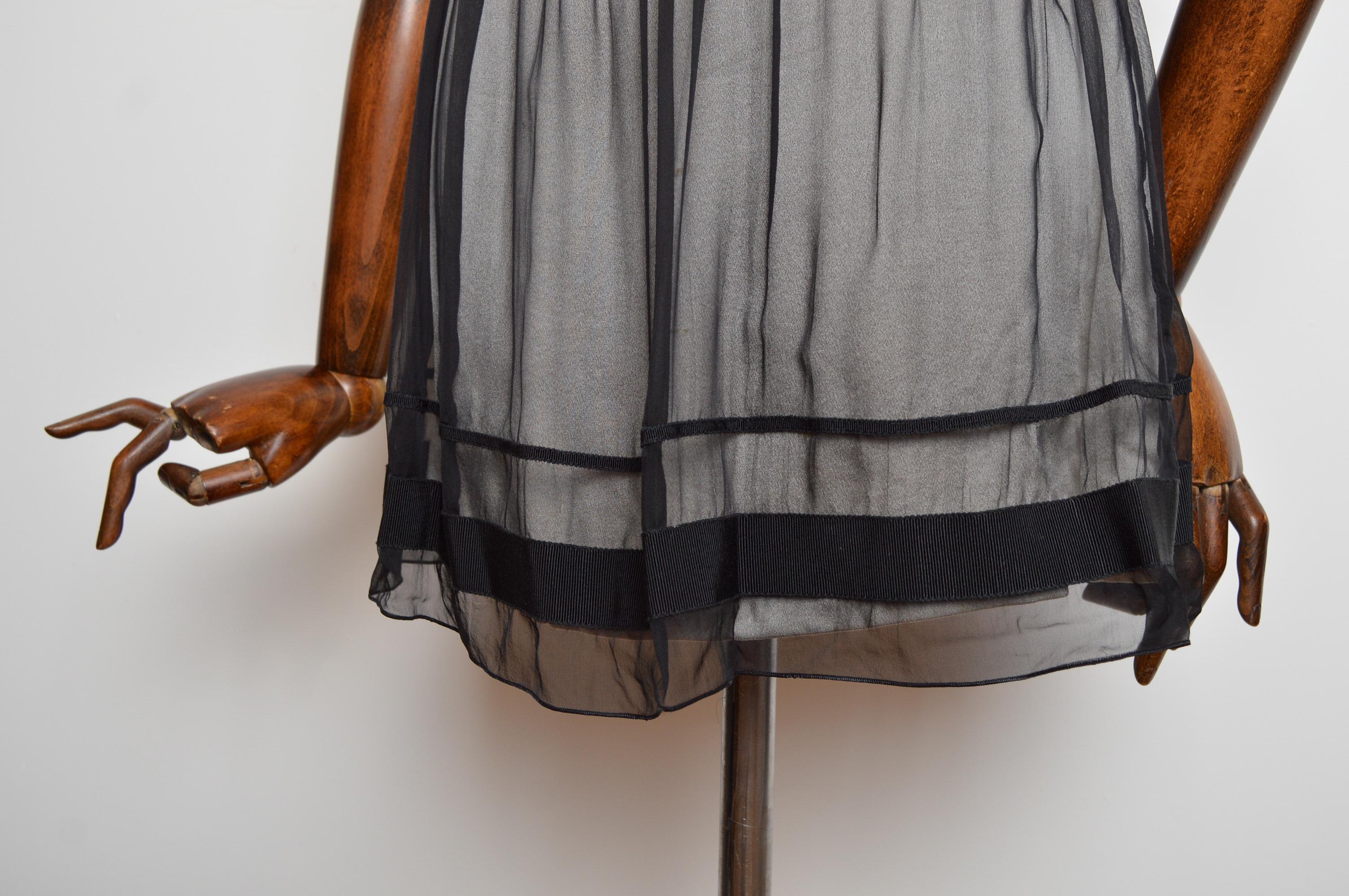 2000er Alberta Ferretti Schwarzer Seidenchiffon Baby Doll kurzes Korsett mini Dres im Angebot 4