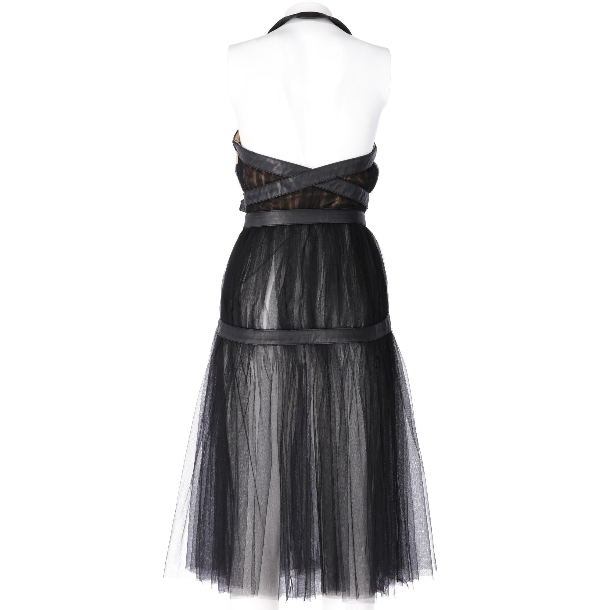 Women's 2000s Alberta Ferretti Black Tulle Dress With Buckles