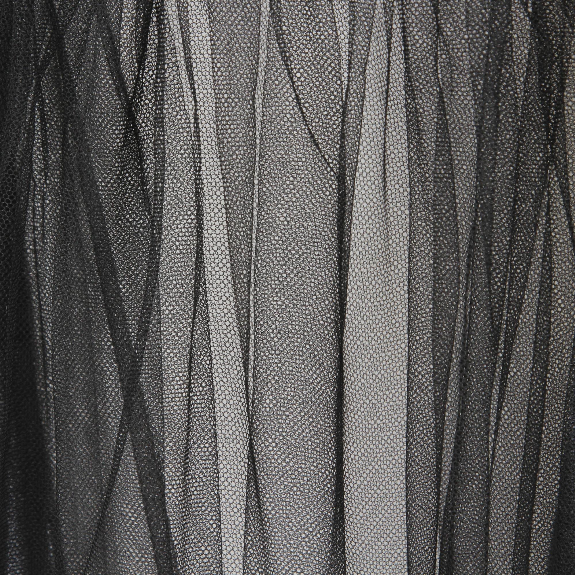 2000s Alberta Ferretti Black Tulle Dress With Buckles 2