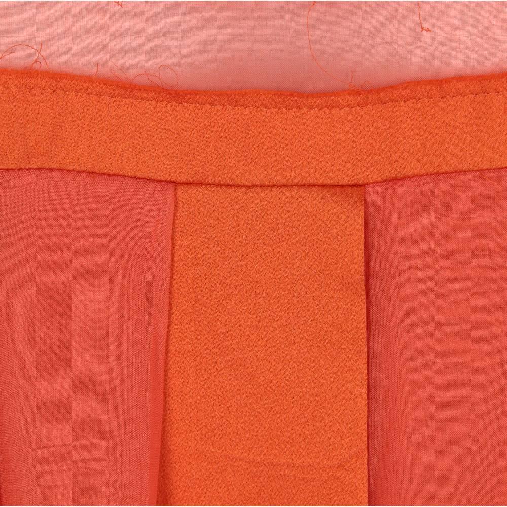 2000s Alberta Ferretti orange silk semi-transparent pleated skirt In Excellent Condition In Lugo (RA), IT