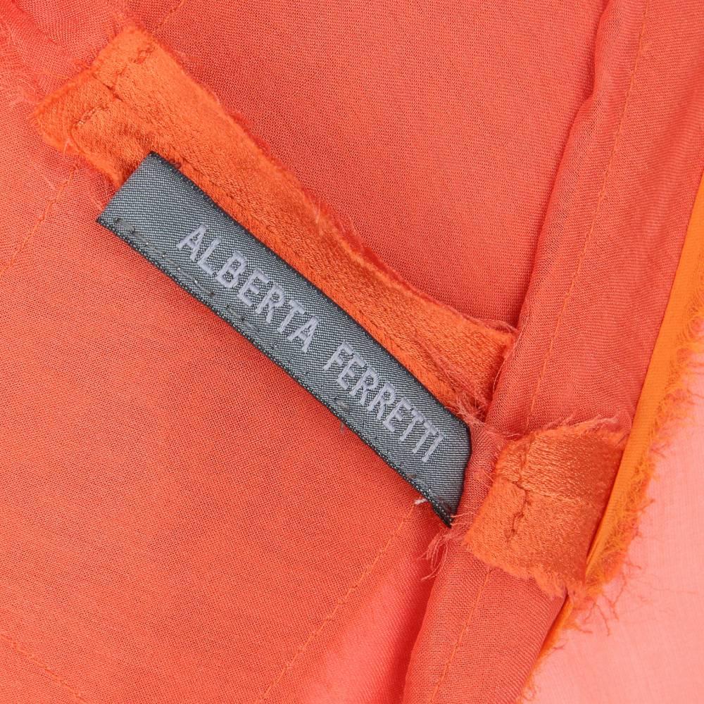 Women's 2000s Alberta Ferretti orange silk semi-transparent pleated skirt