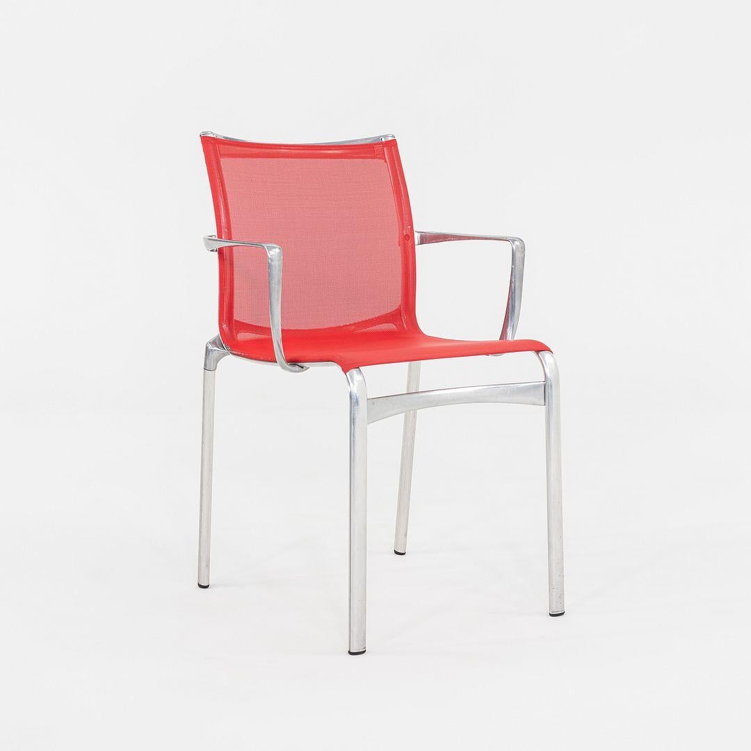 Aluminum 2000s Alberto Meda for Alias Big Frame 44 l 440a Stacking Chairs in Red Mesh For Sale