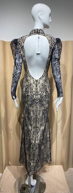 2000s Alexander Mcqueen Black Lace Long Sleeve Nude Dress
