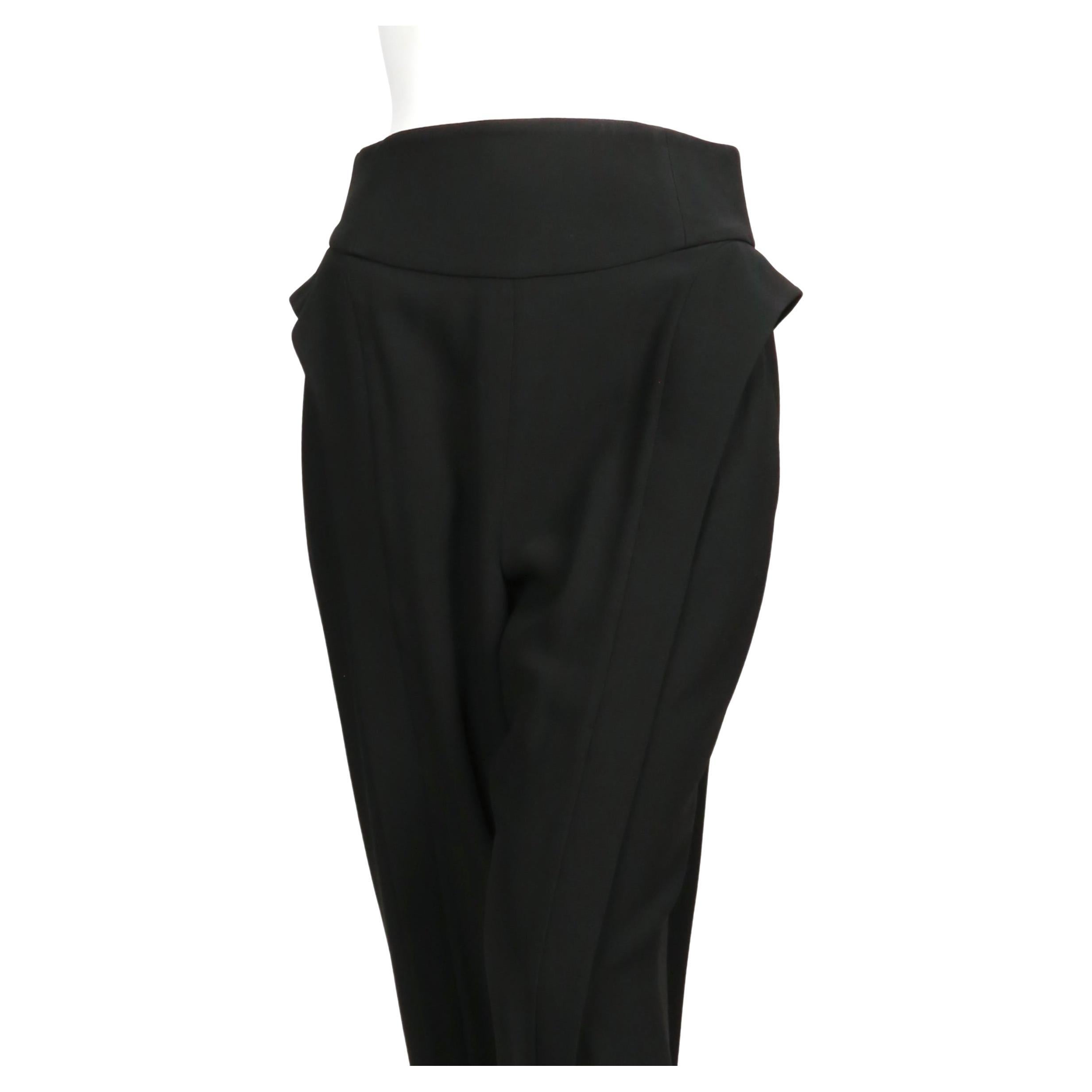 2000's ALEXANDER MCQUEEN black pants with side ruffles In Good Condition For Sale In San Fransisco, CA