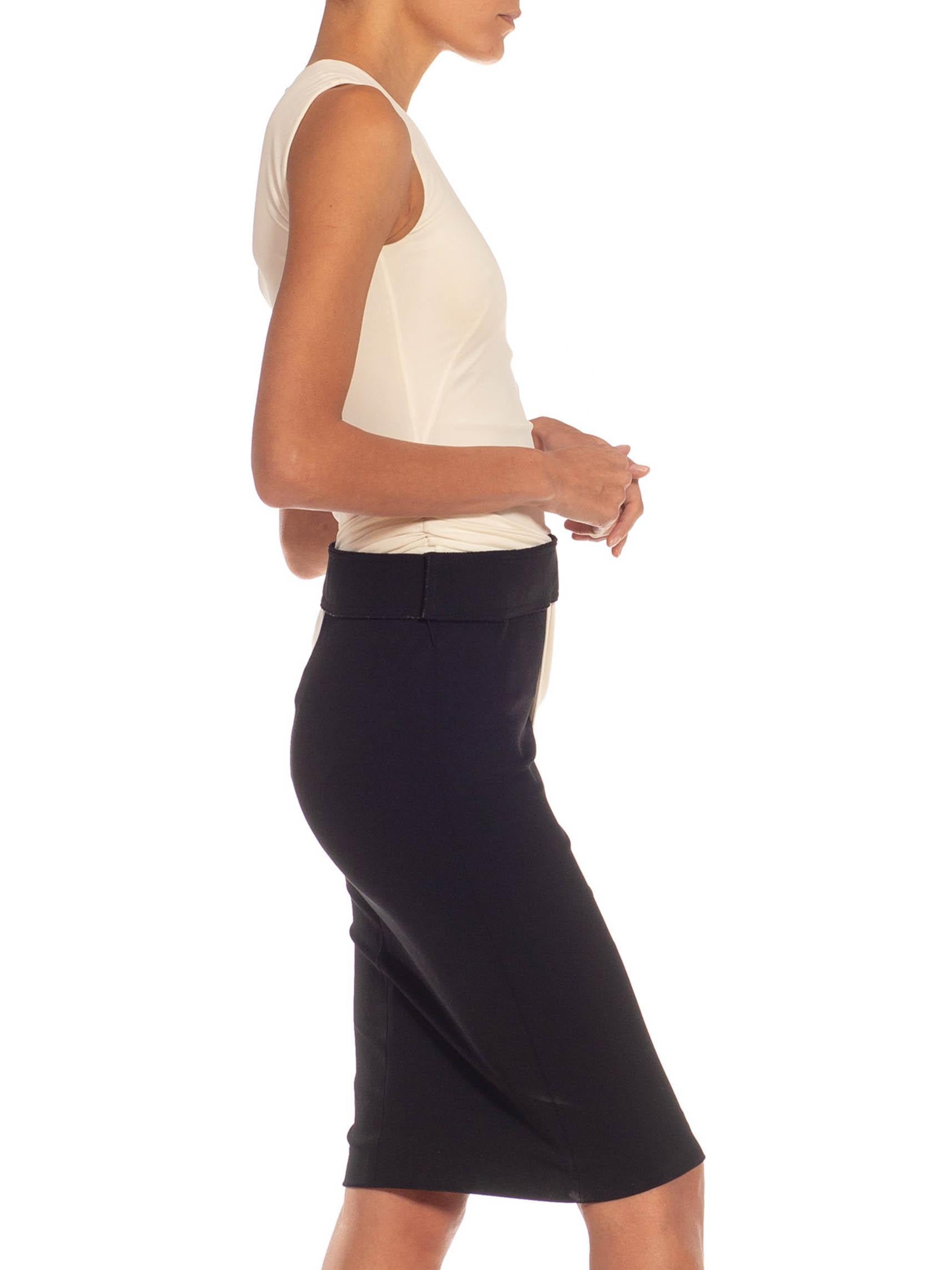 2000S ALEXANDER MCQUEEN Black & White Rayon& Elastane Dress In Good Condition For Sale In New York, NY