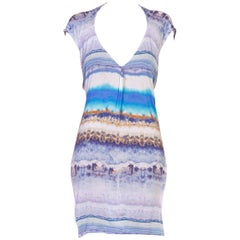 2000S ALEXANDER MCQUEEN Blue, White & Brown Cotton Blend Jersey Plato's Atlanti