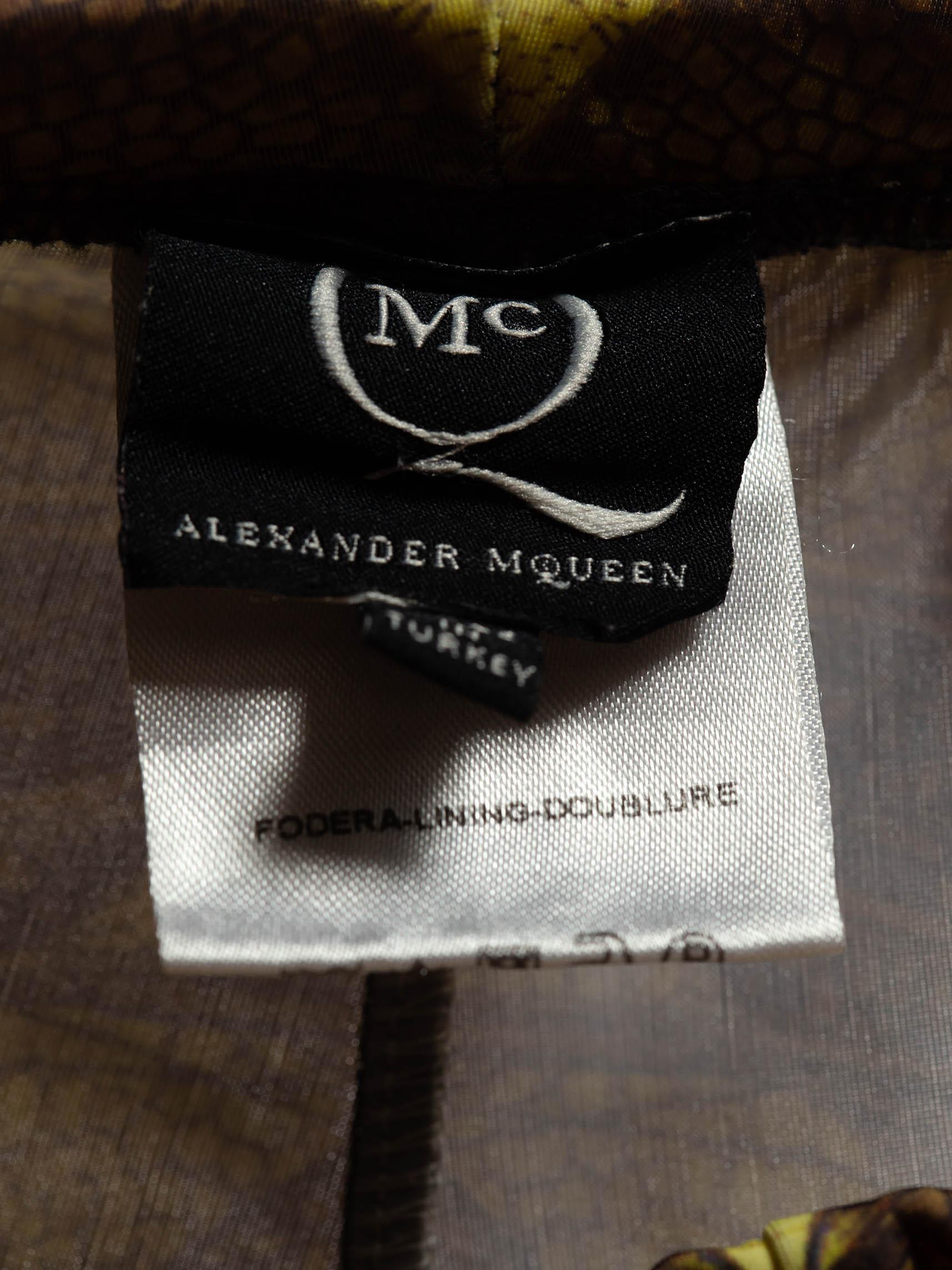 2000S ALEXANDER MCQUEEN Brown & Yellow Green Polyester Elastane Dragon Fly Wing For Sale 4
