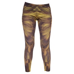 2000S ALEXANDER MCQUEEN Marrón y amarillo Verde Poliéster Elastano Dragón Ala de mosca