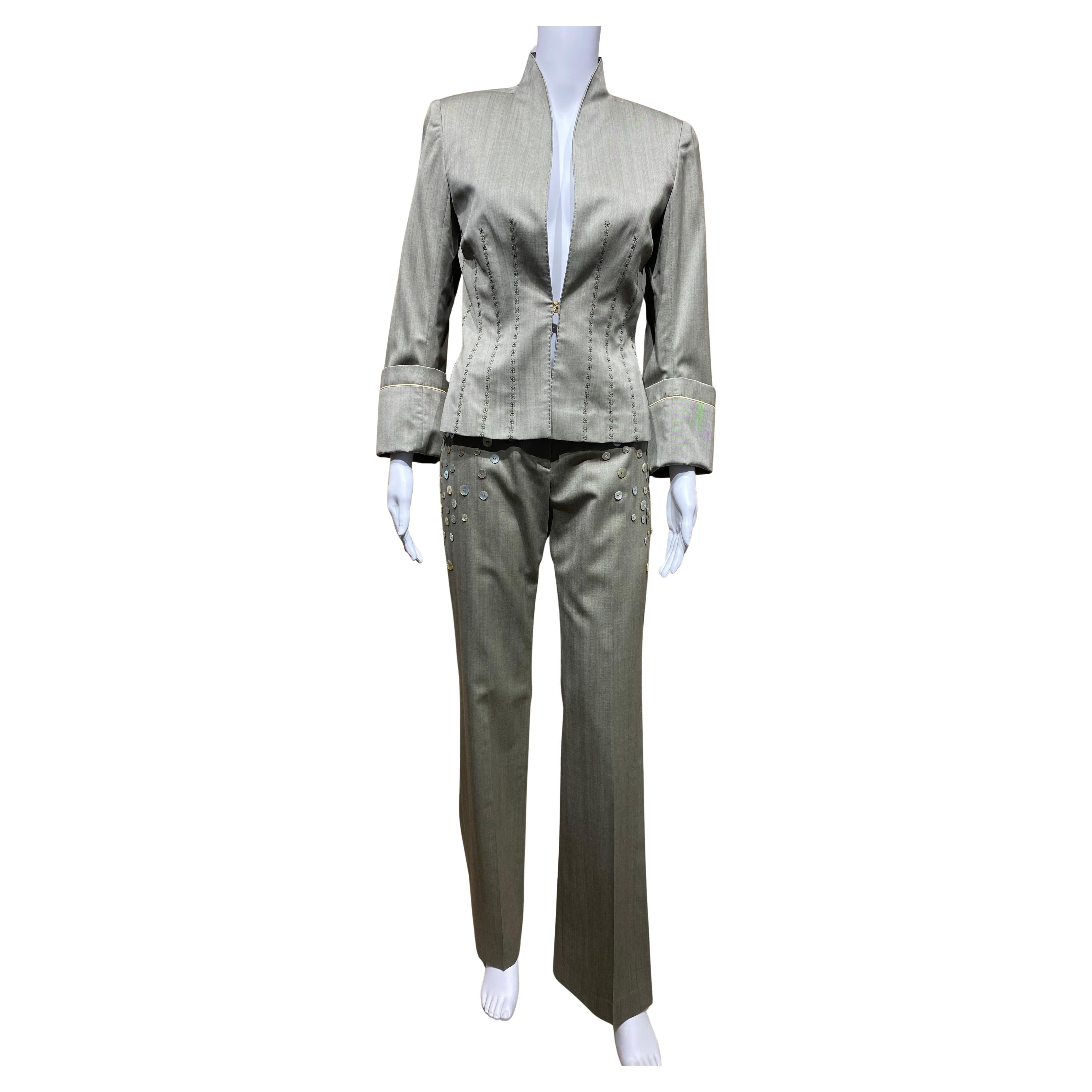 2000s Alexander Mcqueen Fitted Jacket and Pant suit