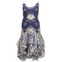 2000's Alexander McQueen Lace and Printed Cocktail Dress 