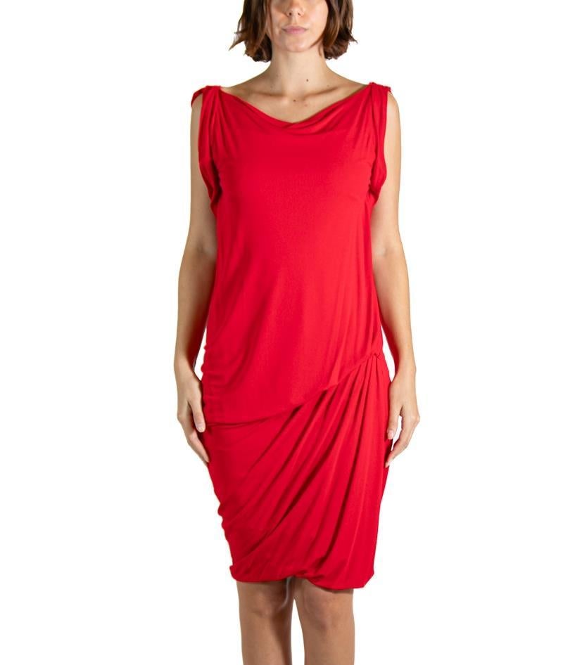 2000S ALEXANDER MCQUEEN Red Viscose Cocktail Dress In Good Condition For Sale In New York, NY