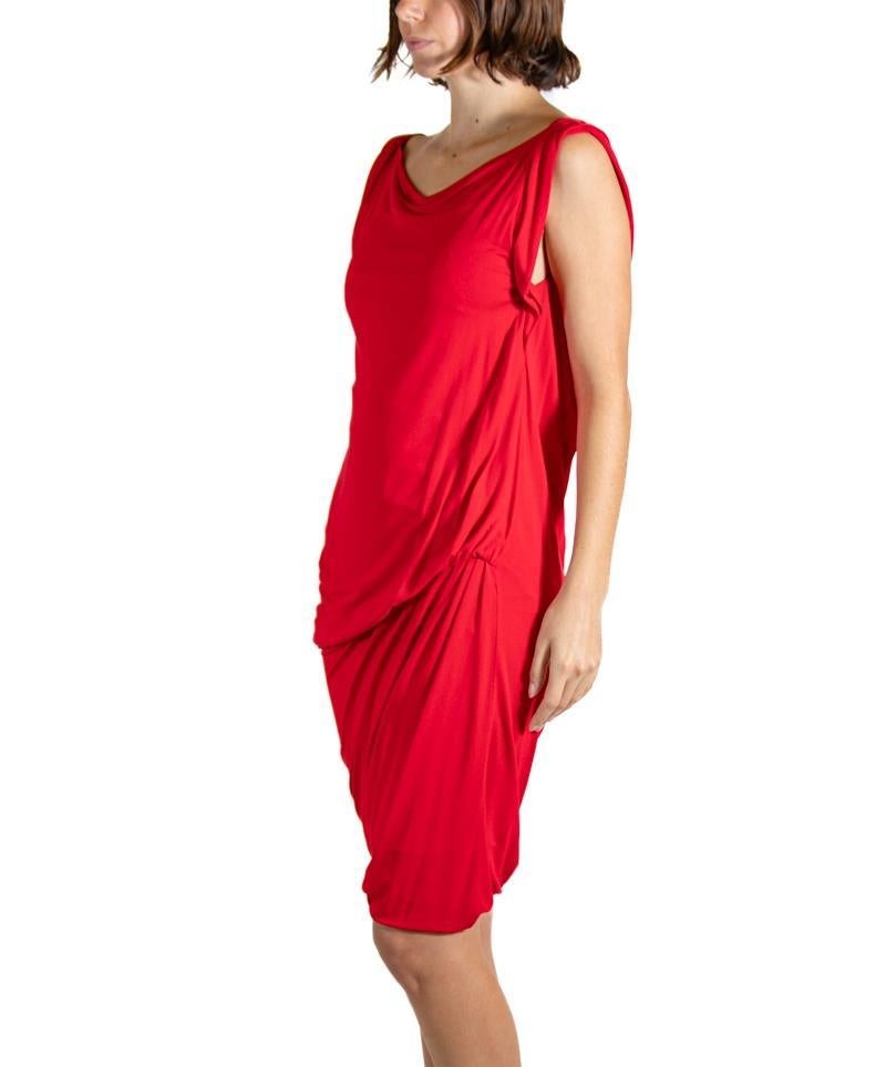 Women's 2000S ALEXANDER MCQUEEN Red Viscose Cocktail Dress For Sale