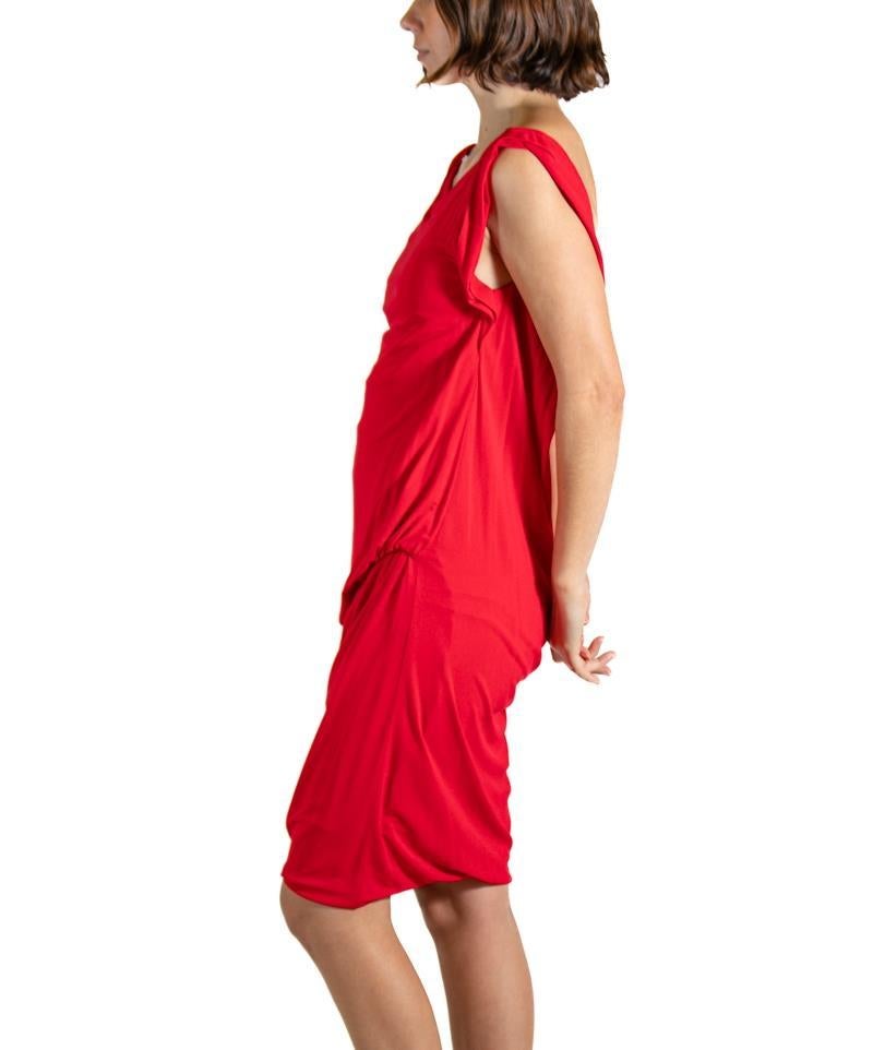 2000S ALEXANDER MCQUEEN Red Viscose Cocktail Dress For Sale 1