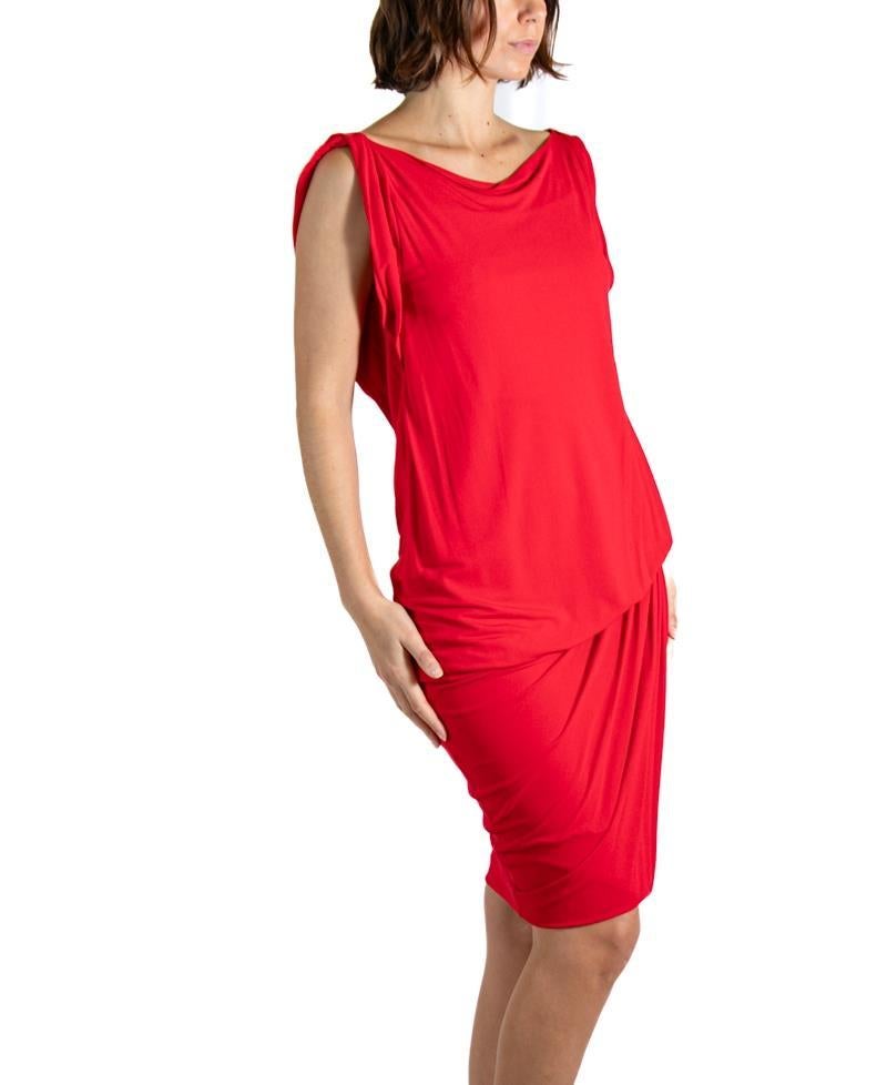 2000S ALEXANDER MCQUEEN Red Viscose Cocktail Dress For Sale 5