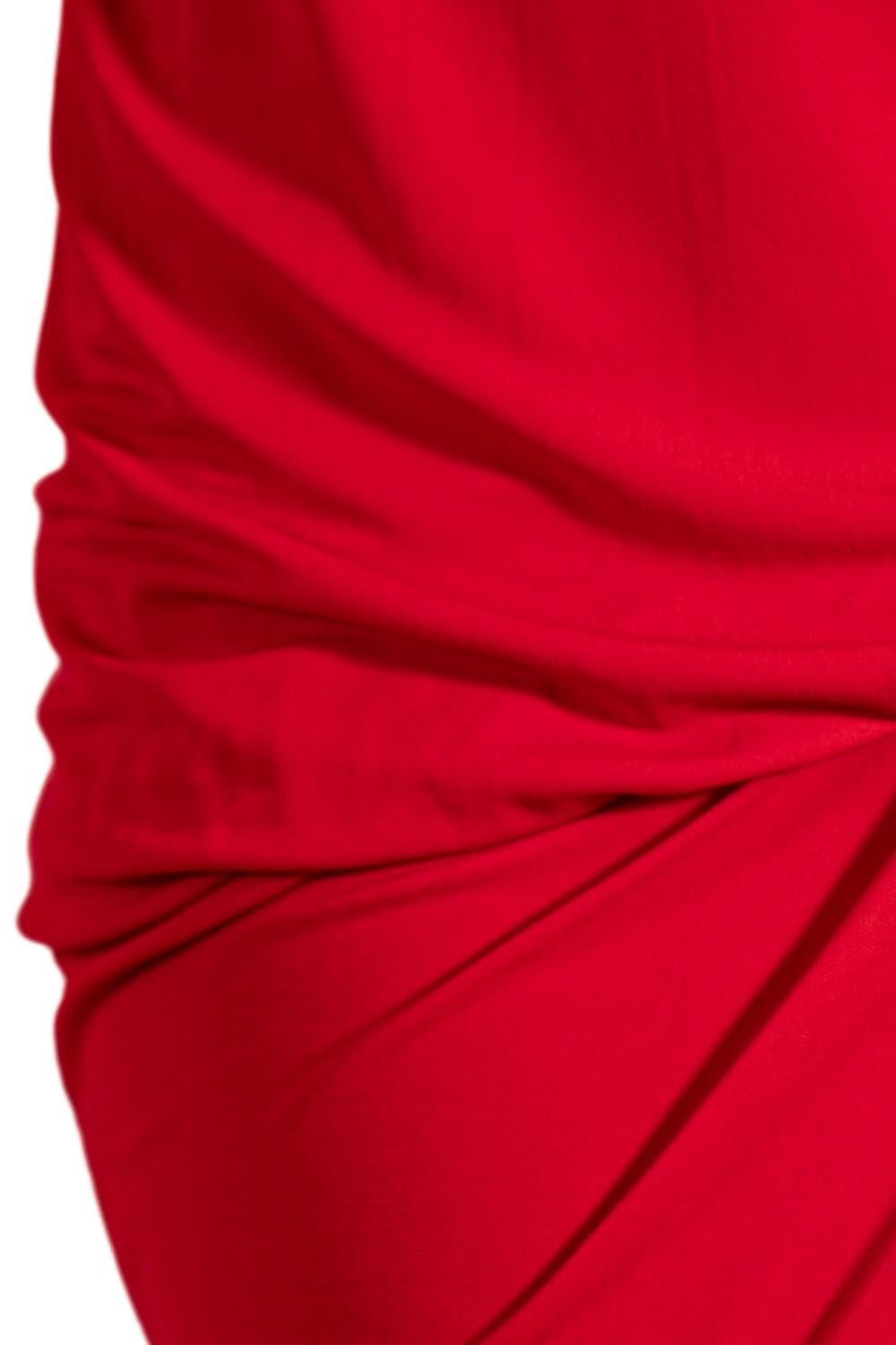 2000S ALEXANDER MCQUEEN Red Viscose Cocktail Dress For Sale 6
