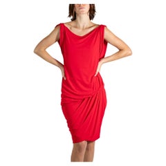 2000S ALEXANDER MCQUEEN Red Viscose Cocktail Dress